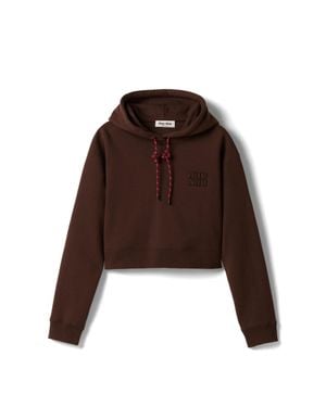 Miu Miu Cotton Fleece Hoodie - Brown
