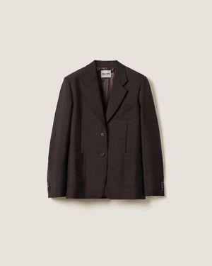 【送料&関税込】Miu Miu Single-breasted Jacket In Kid Mohair Black Embroidered Single-breasted Kid Mohair Jacket | Miu Miu