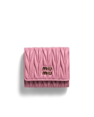 Miu Miu Small Matelassé Nappa Leather Wallet - Pink