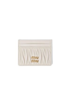 Miu Miu Matelassé Nappa Leather Card Holder - White