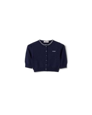 Miu Miu Cotton Cropped Cardigan - Blue