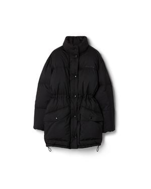 Miu Miu Technical Pongé Down Long Jacket - Black