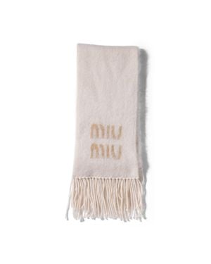 Miu Miu Wool And Mohair Scarf - Natural