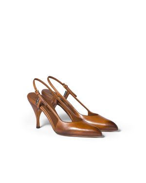 Miu Miu Leather Slingback Court Shoes - Brown