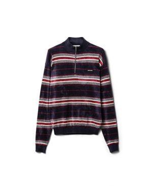 Miu Miu Chenille Half-Zipper Jumper - Blue