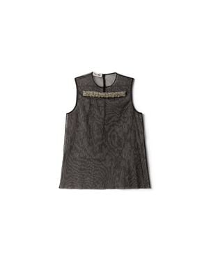 Miu Miu Embellished Tulle Top - Black