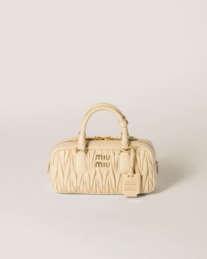 Miu Miu Arcadie Matelassé Nappa Leather Bag - Natural