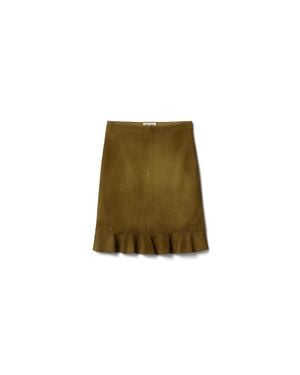 Miu Miu Waxed Suede Skirt - Green
