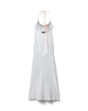 Miu Miu Embroidered Marocain Crepe Dress - White