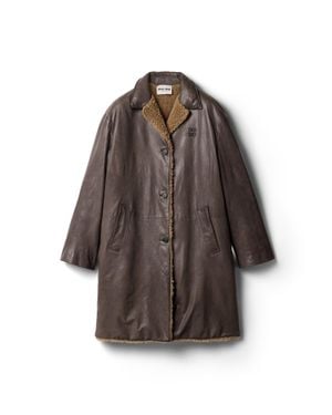 Miu Miu Leather Coat - Brown