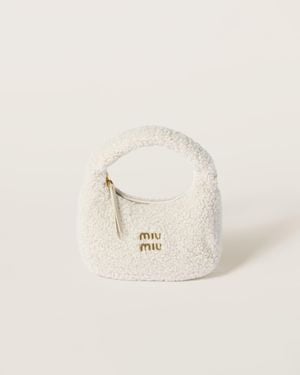 Miu Miu Wander Shearling Hobo Bag - White