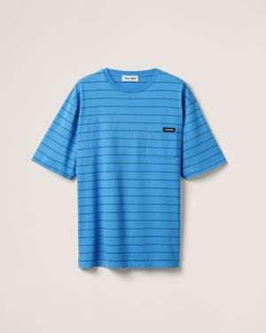 Miu Miu Striped Jersey T-Shirt - Blue
