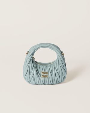 Miu Miu Wander Matelassé Nappa Leather Hobo Mini-Bag - Blue