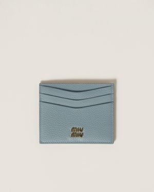 Miu Miu Leather Card Holder - Blue