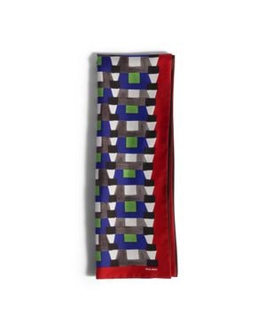 Miu Miu Printed Silk Scarf - Red