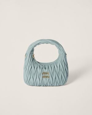 Miu Miu Wander Matelassé Nappa Leather Hobo Bag - Blue
