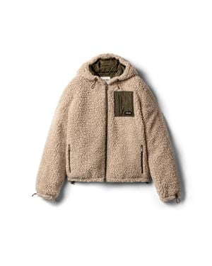 Miu Miu Medium-Weight Teddy Down Jacket With Technical Pongé - Natural