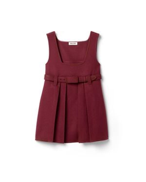 Miu Miu Waxed Double Wool Dress - Red