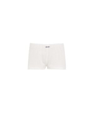 Miu Miu Ribbed Knit Boxer Shorts - White