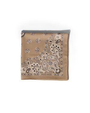 Miu Miu Printed Wool And Cashmere Scarf - Natural