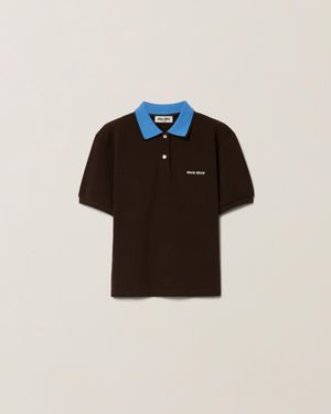 Miu Miu Cotton Piqué Polo Shirt - Black