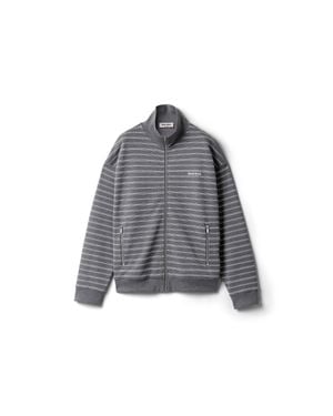 Miu Miu Striped Cotton Fleece Jacket - Gray