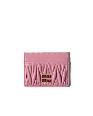 Miu Miu Matelassé Nappa Leather Card Holder - Pink