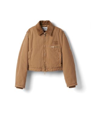Miu Miu Garment-Dyed Gabardine Blouson Jacket - Brown
