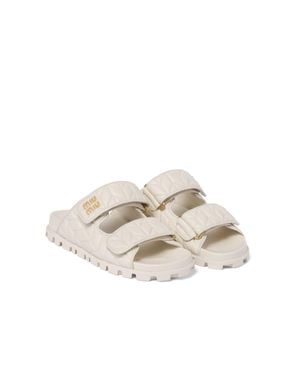 Miu Miu Matelassé Nappa Leather Slides - White