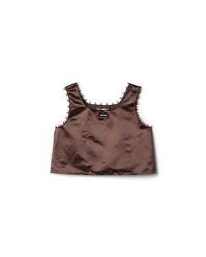 Miu Miu Satin Crop Top - Brown