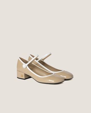 Miu Miu Two-Tone Patent Leather Mary Jane Court Shoes - Natural