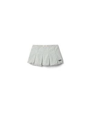Miu Miu Pleated Check Miniskirt - White
