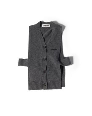 Miu Miu Cashmere Cardigan Vest - Gray