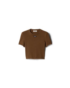 Miu Miu Garment-Dyed Cotton Top - Brown