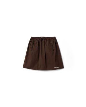Miu Miu Washed Gabardine Skirt - Brown