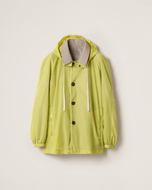 Miu Miu Panama Cotton And Technical Pongé Blouson Jacket - Green