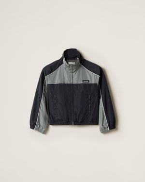 スポーティ【MiuMiu】ドローストリング テクニカルジャケット miu-miu-BlueLead-Gray-