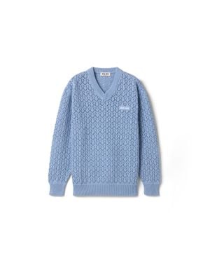 Miu Miu Cotton V-Neck Jumper - Blue
