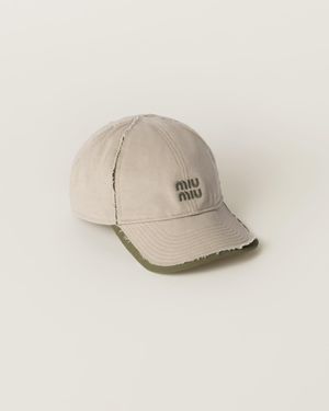 Miu Miu Drill And Poplin Baseball Cap - White