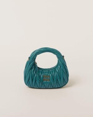 Miu Miu Wander Matelassé Nappa Leather Hobo Mini-bag - Blue