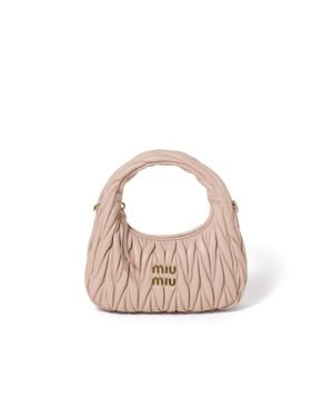 Miu Miu Wander Matelassé Nappa Leather Hobo Bag - Pink