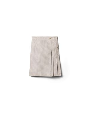 Miu Miu Checked Technical Fabric Skirt - White