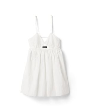 Miu Miu Slubbed Poplin And Eyelet Lace Mini-Dress - White