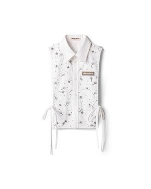 Miu Miu Embroidered Poplin And Chino Tie-Shirt - White