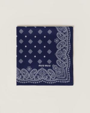 Miu Miu Printed Poplin Scarf - Blue