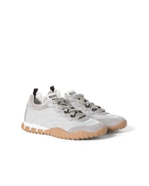 Miu Miu Tyre Technical Fabric And Suede Trainers - White