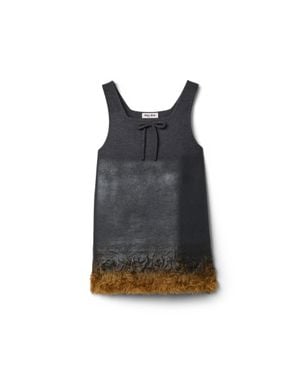 Miu Miu Double Wool And Shearling Dress - Black