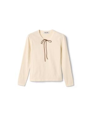 Miu Miu Cotton T-Shirt - Natural