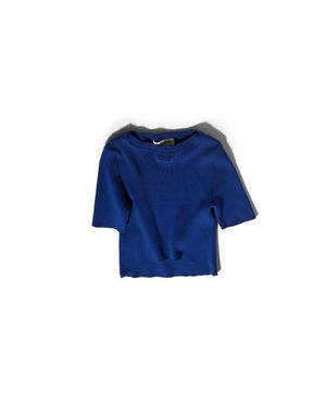Miu Miu Cotton Boat Neck Jumper - Blue