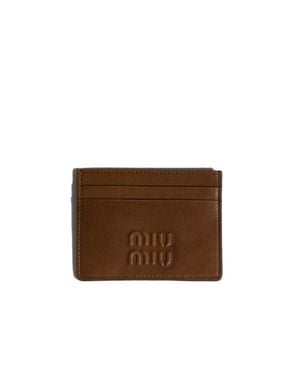 Miu Miu Nappa Leather Card Holder - Brown
